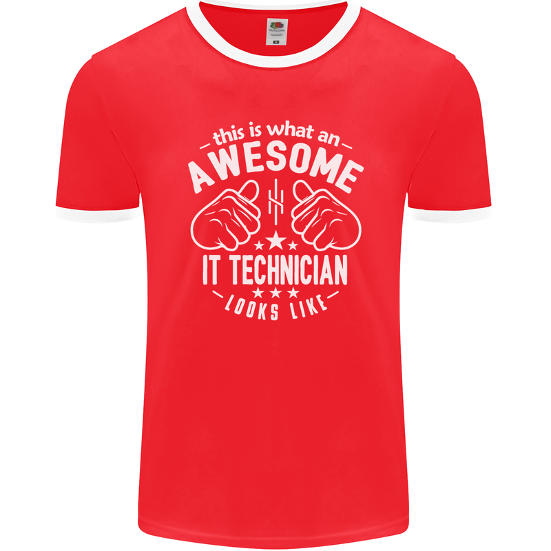 An Awesome IT Technician Looks Like Mens Ringer T-Shirt FotL Red/White