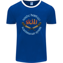 Skal The Vikings Alcohol Beer Nordic Odin Mens Ringer T-Shirt FotL Royal Blue/White