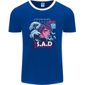 Music Vaporwave Anime Girl Emo SAD Mens Ringer T-Shirt FotL Royal Blue/White