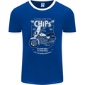 Chips Police Motorcycle Drama Motorbike Mens Ringer T-Shirt FotL Royal Blue/White