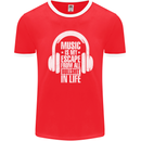 Music Is My Escape From B/S in Life Dance Mens Ringer T-Shirt FotL Red/White