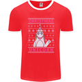 Funny Christmas Unicorn Mens Ringer T-Shirt FotL Red/White