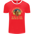 Sloth Hiking Team Funny Trekking Walking Mens Ringer T-Shirt FotL Red/White