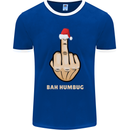 Bah Humbug Finger Flip Funny Christmas Rude Mens Ringer T-Shirt FotL Royal Blue/White