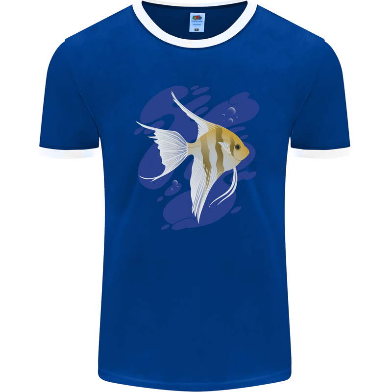 An Angel Fish in the Ocean Mens Ringer T-Shirt FotL Royal Blue/White