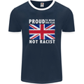 Proud to Wear Flag Not Racist Union Jack Mens Ringer T-Shirt FotL Navy Blue/White