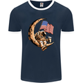 Beer Moon USA Flag Astronaut Space Alcohol Mens Ringer T-Shirt FotL Navy Blue/White