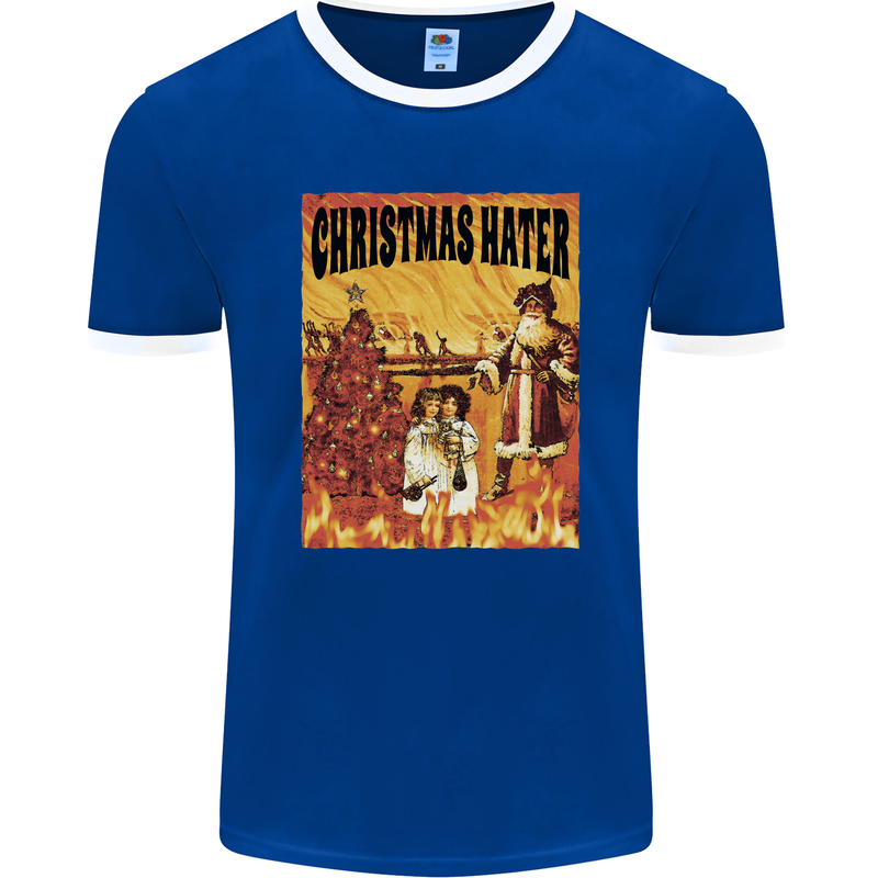 Christmas Hater Bah Humbug Mens Ringer T-Shirt FotL Royal Blue/White