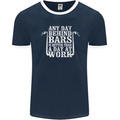 Behind Bars Motorcycle Motorbike Biker Mens Ringer T-Shirt FotL Navy Blue/White