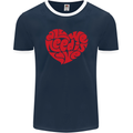 All You Need Is Love Heart Peace Mens Ringer T-Shirt FotL Navy Blue/White