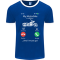 My Motorbike Is Calling Biker Motorcycle Mens Ringer T-Shirt FotL Royal Blue/White