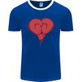 Heart Boxing Gloves Boxer MMA Muay Thai Mens Ringer T-Shirt FotL Royal Blue/White