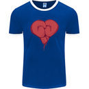 Heart Boxing Gloves Boxer MMA Muay Thai Mens Ringer T-Shirt FotL Royal Blue/White