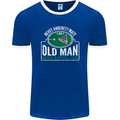 An Old Man With a Pool Cue Player Funny Mens Ringer T-Shirt FotL Royal Blue/White