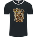 Steampunk Cat Mens Ringer T-Shirt FotL Black/White