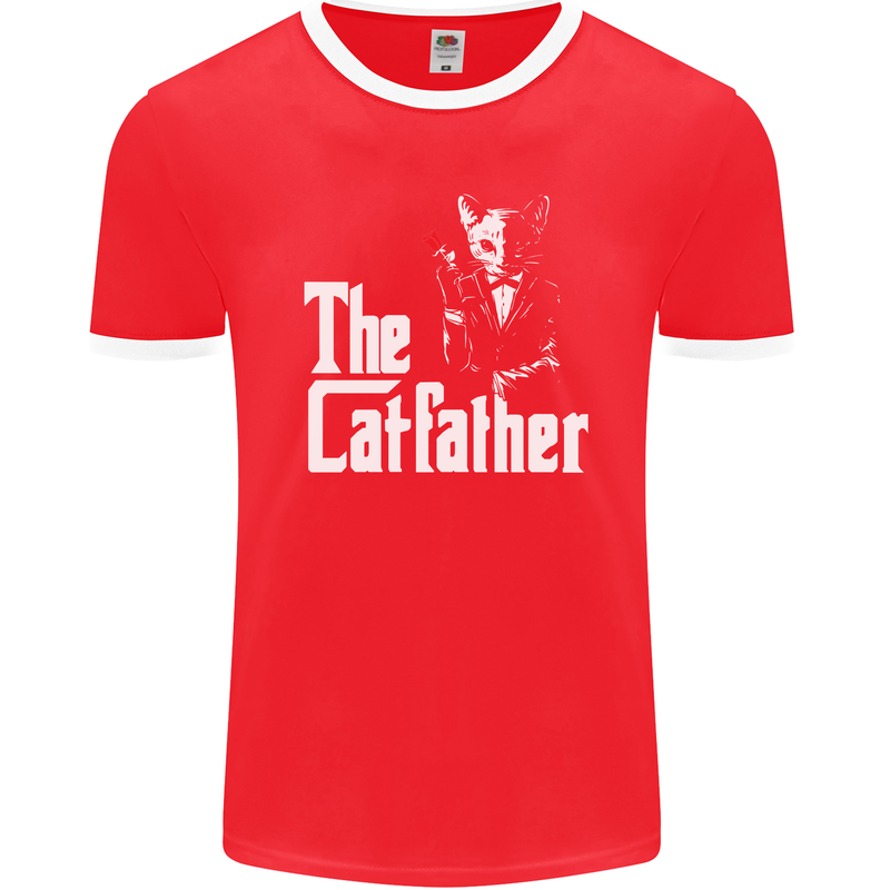 The Cat Father Parody Kitten Lover Animal Mens Ringer T-Shirt FotL Red/White