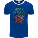 Vegan Gym Bodybuilding Vegetarian Mens Ringer T-Shirt FotL Royal Blue/White