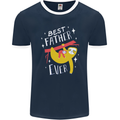 Fathers Day Funny Sloth Dad Daddy Mens Ringer T-Shirt FotL Navy Blue/White