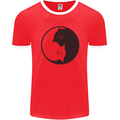 Yin Yang Cat Lover Funny Kitten Pet Mens Ringer T-Shirt FotL Red/White