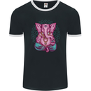 A Meditating Elephant Yoga Spiritual Mens Ringer T-Shirt FotL Black/White