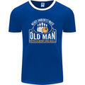 An Old Man With a Bowling Ball 10 Pin Mens Ringer T-Shirt FotL Royal Blue/White