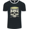 Skull Snare Drum Drummer Drumming Mens Ringer T-Shirt FotL Black/White