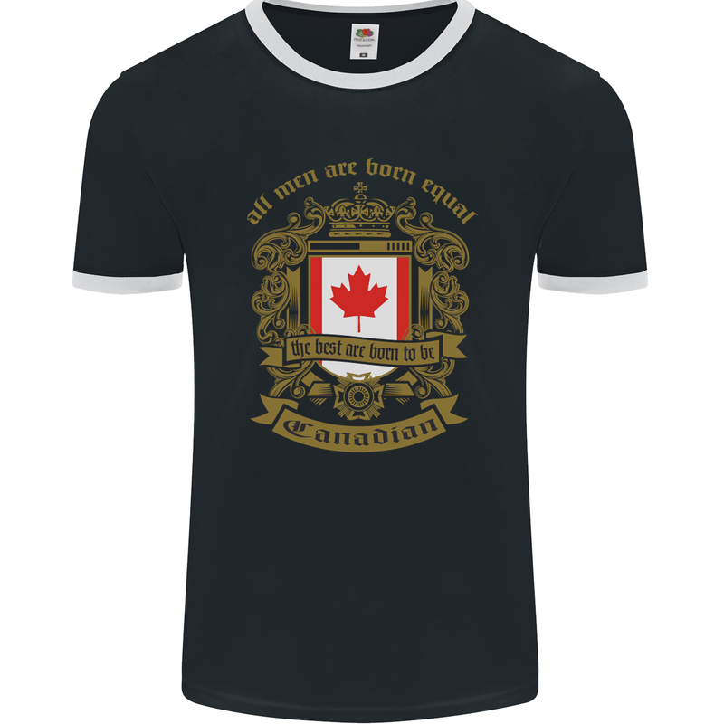 All Men Are Born Equal Canadian Canada Mens Ringer T-Shirt FotL Black/White