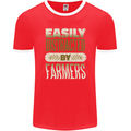 Easily Distracted Farmers Farming Mens Ringer T-Shirt FotL Red/White