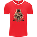 Tattoo Skull Snake Tattooist Biker Gothic Mens Ringer T-Shirt FotL Red/White