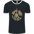 Skeleton Unicorn Skull Heavy Metal Rock Mens Ringer T-Shirt FotL Black/White