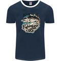 Born to Be a Fishing Legend Fisherman Mens Ringer T-Shirt FotL Navy Blue/White