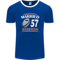 57 Year Wedding Anniversary 57th Rugby Mens Ringer T-Shirt FotL Royal Blue/White