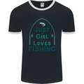 Just a Girl Who Loves Fishing Fisherwoman Mens Ringer T-Shirt FotL Black/White