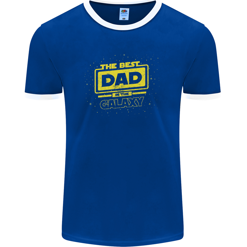 Father's Day The Best Dad in the Galaxy Mens Ringer T-Shirt FotL Royal Blue/White