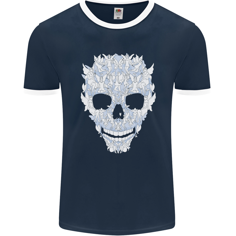 Fairy Skull Mens Ringer T-Shirt FotL Navy Blue/White