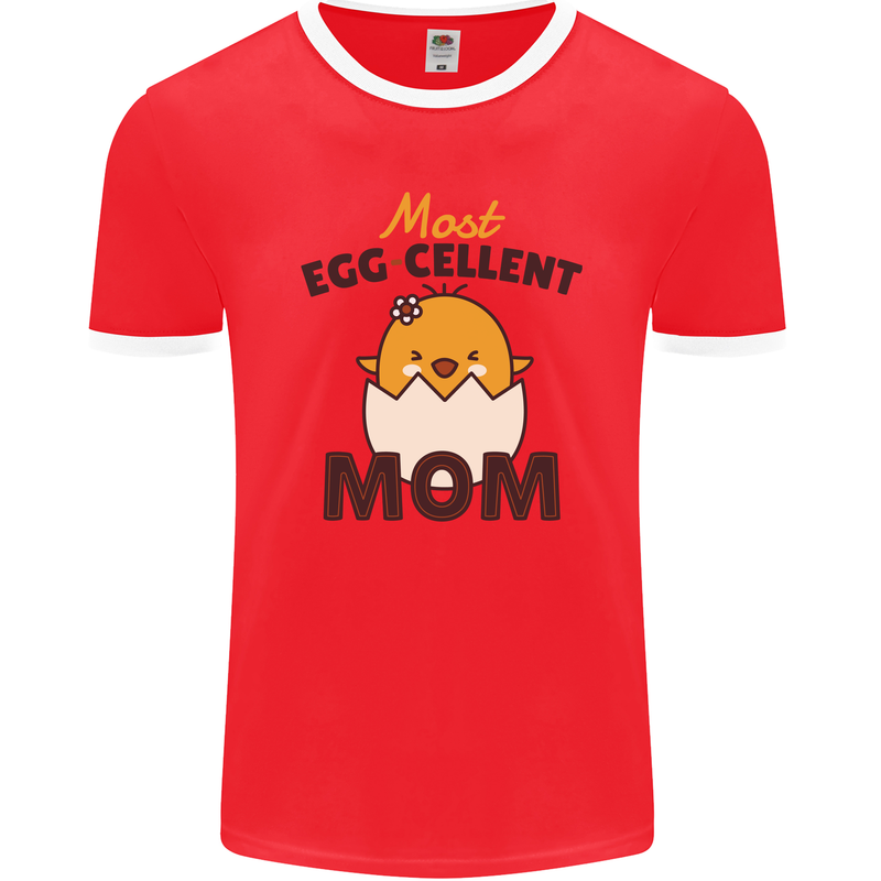 Mother's Day Easter Most Egg-cellent Mom Mens Ringer T-Shirt FotL Red/White