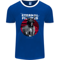 Samurai Fighter Skull MMA Mixed Martial Arts Mens Ringer T-Shirt FotL Royal Blue/White