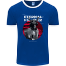 Samurai Fighter Skull MMA Mixed Martial Arts Mens Ringer T-Shirt FotL Royal Blue/White