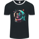 An Astronaut Cat in Outer Space Mens Ringer T-Shirt FotL Black/White