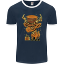 Steampunk Reindeer Funny Christmas Mens Ringer T-Shirt FotL Navy Blue/White