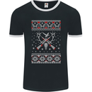 Huntsmath Christmas Hunting Funny Xmas Mens Ringer T-Shirt FotL Black/White