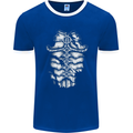 Roman Armour Fancy Dress Warrior Gym MMA Mens Ringer T-Shirt FotL Royal Blue/White