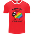 Rainbow Sheep Funny LGBT Gay Pride Day Mens White Ringer T-Shirt Red/White