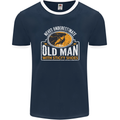 Old Man With Sticky Shoes Climbing Climber Mens Ringer T-Shirt FotL Navy Blue/White