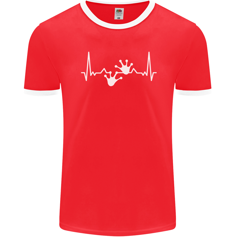 Lizard ECG Gekko Pulse Iguana Gecko Mens Ringer T-Shirt FotL Red/White