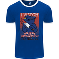 Cat I Watch Murder Documentaries to Relax Mens Ringer T-Shirt FotL Royal Blue/White