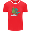 Funny T-Rex Christmas Tree Dinosaur Mens Ringer T-Shirt FotL Red/White