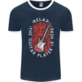 Here Comes the Guitar Player Guitarist Mens Ringer T-Shirt FotL Navy Blue/White