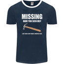 Missing Hammer Funny Carpenter DIY Builder Mens Ringer T-Shirt FotL Navy Blue/White
