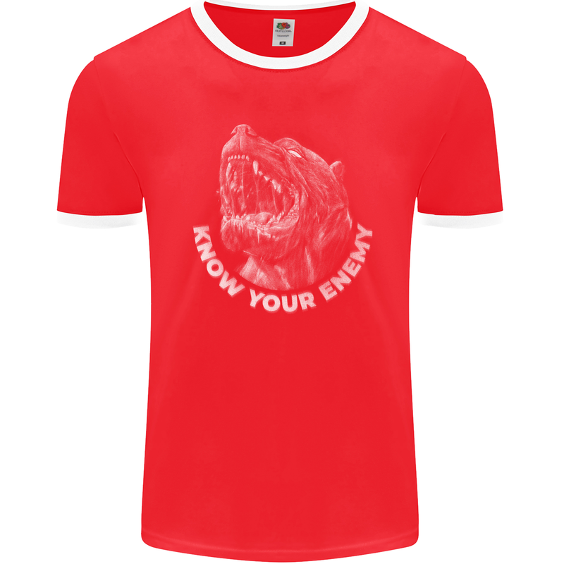 Know Your Enemy Staffy Staffordshire Terrier Mens Ringer T-Shirt FotL Red/White